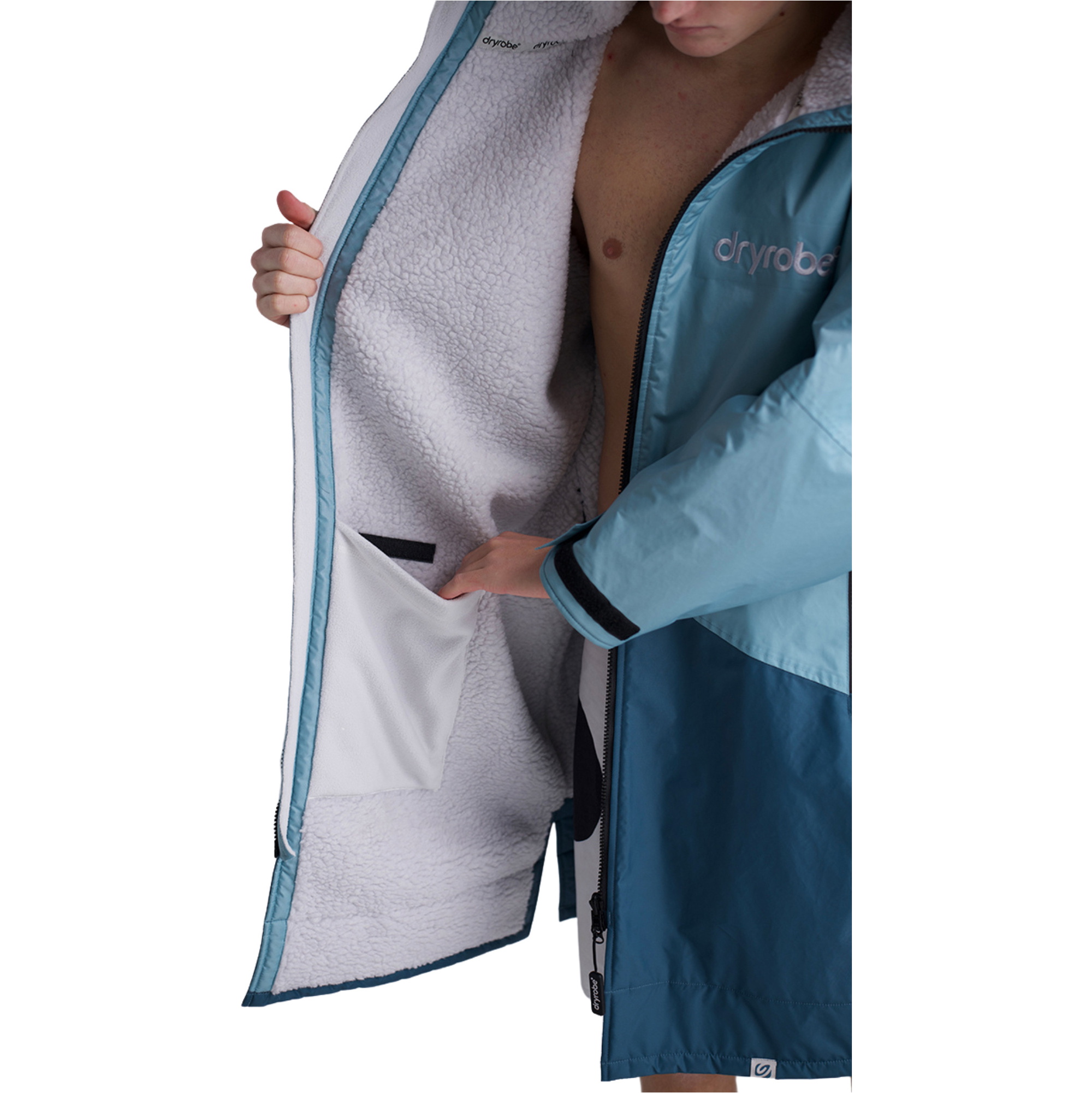 2026 Dryrobe Advance Long Sleeve Changing Robe DALSV3 - Blue / Light grey